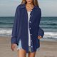 thumbnail image 2 of Camisa oversize lisa para mujer: prenda informal de corte holgado y tejido transpirable, cómoda para el día a día y las salidas informales., 2 of 8