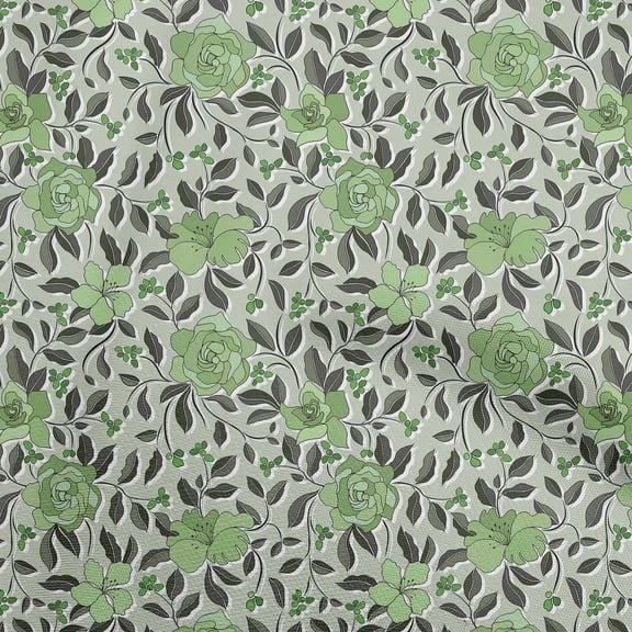 oneOone Georgette Viscose Green Fabric Floral Retro Dress Material Fabric Print Fabric By The Yard 42 Inch Wide