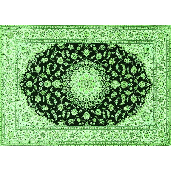 Ahgly Company Indoor Rectangle Medallion Green Traditional Area Rugs, 4' x 6'