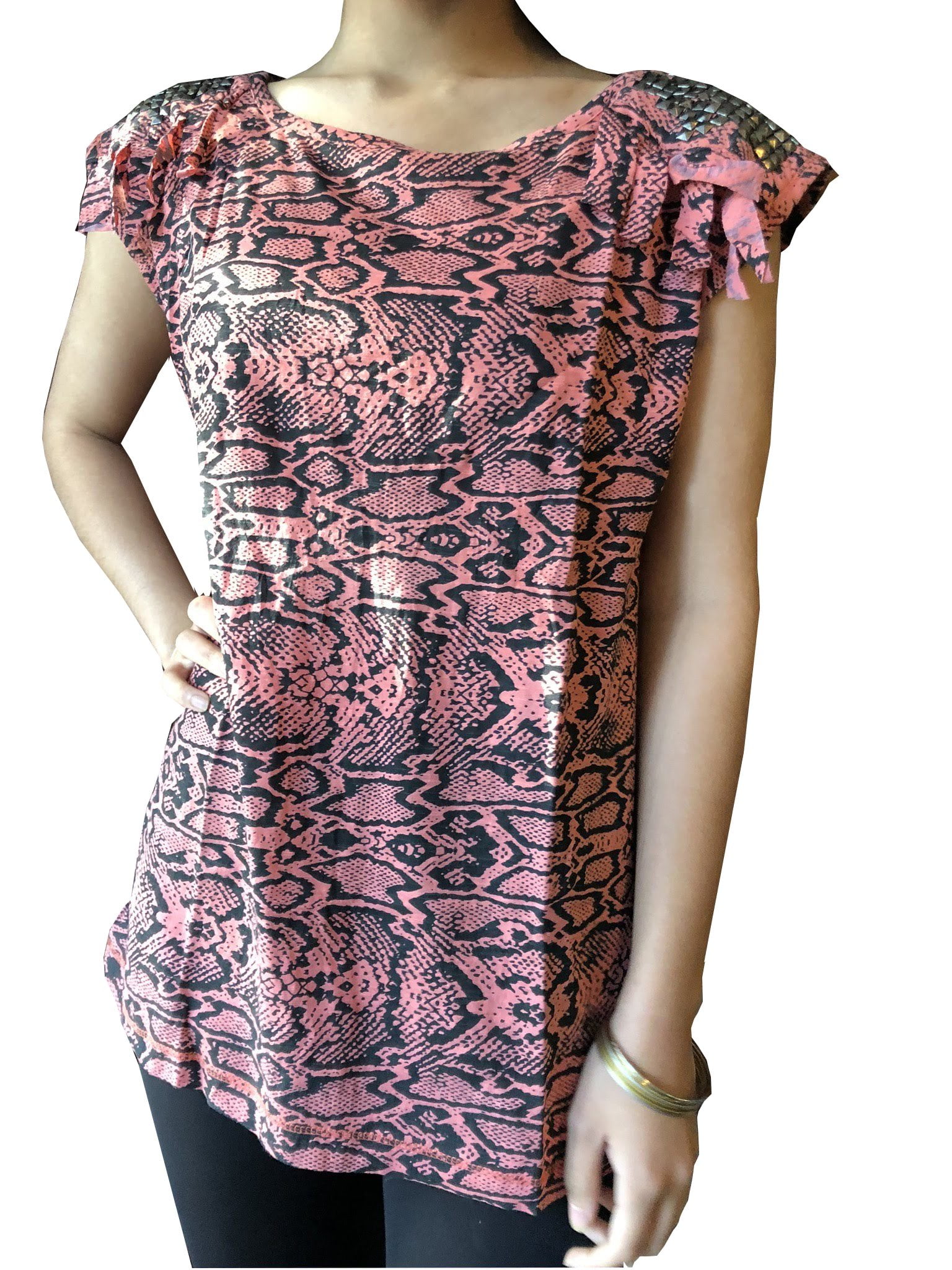 Mogulinterior - Mogul Women Blouse Vintage Retro 70s Summer Top Pink