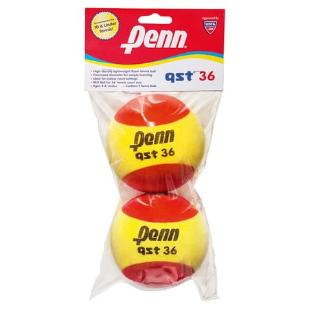 Penn QST 36 Foam Tennis Balls Case - Youth Felt Red Tennis Balls for Beginners (2-Ball Polybags)