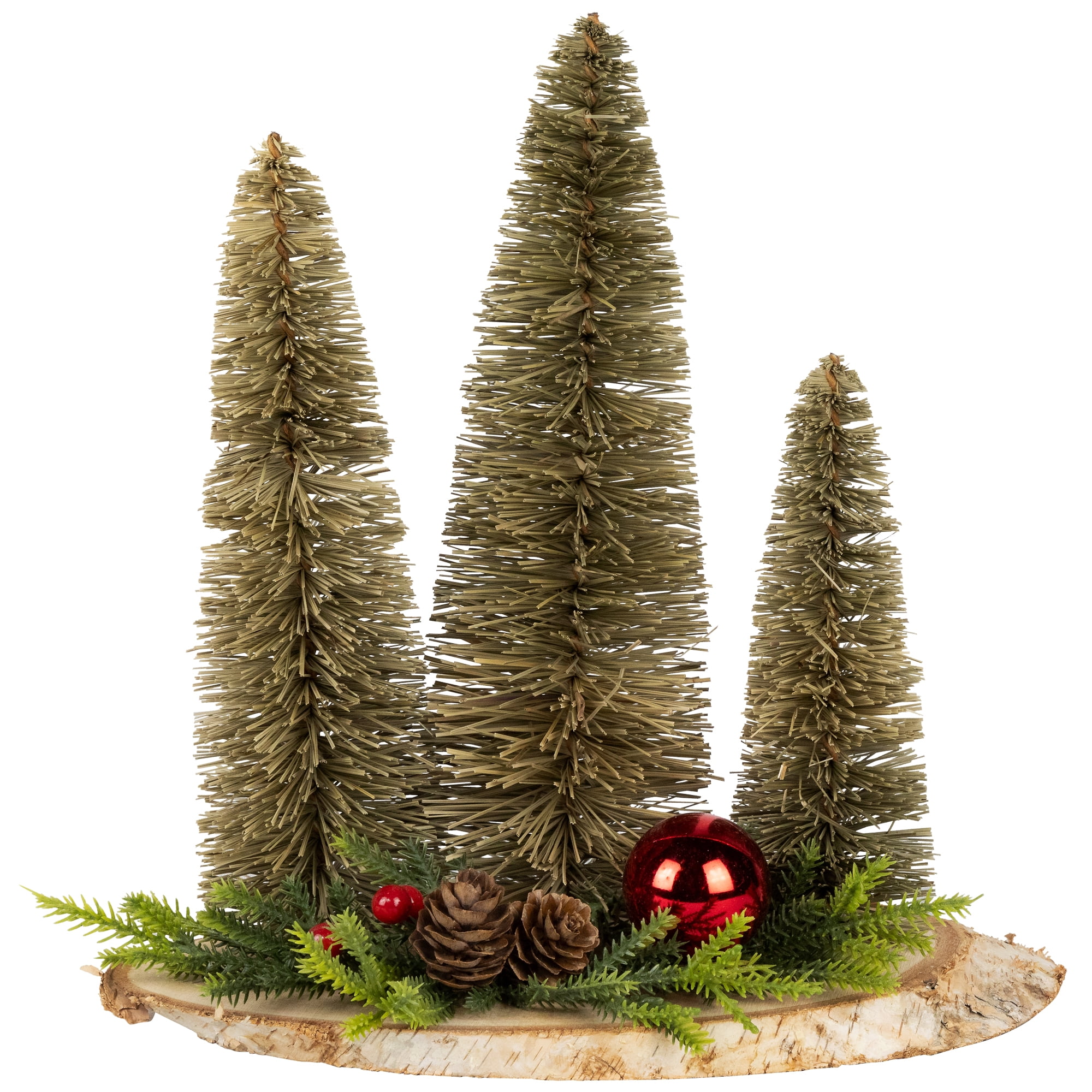 Northlight Trio of Bottle Brush Trees Christmas Decoration - 10.25"