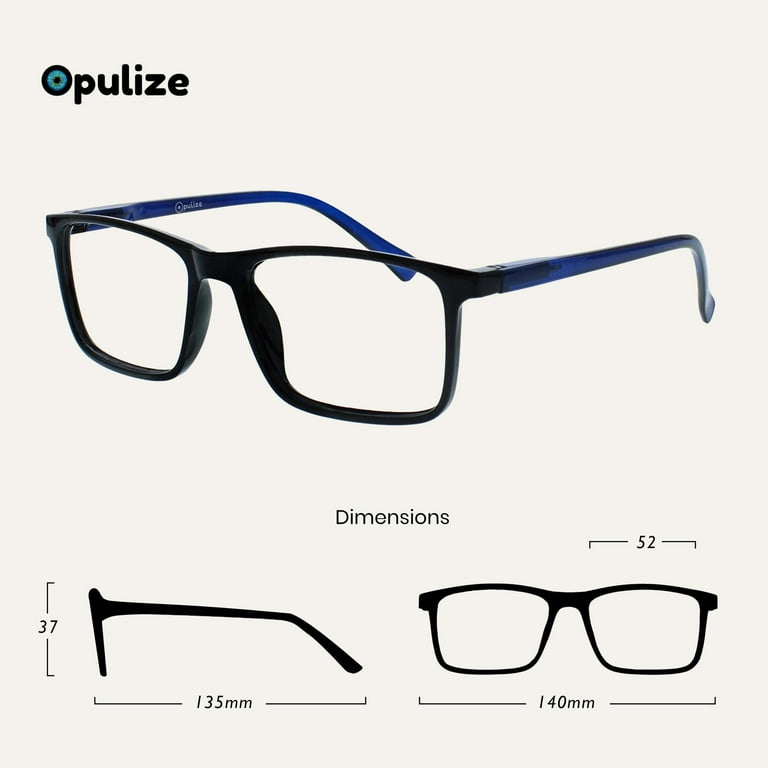 OPULIZE SEE Reading Glasses With Blue Light Blocking For Women And Men, Narrow Frame, Spring Hinges, Computer Gaming Glasses, Black Blue Arm 2 (Pack Of 1