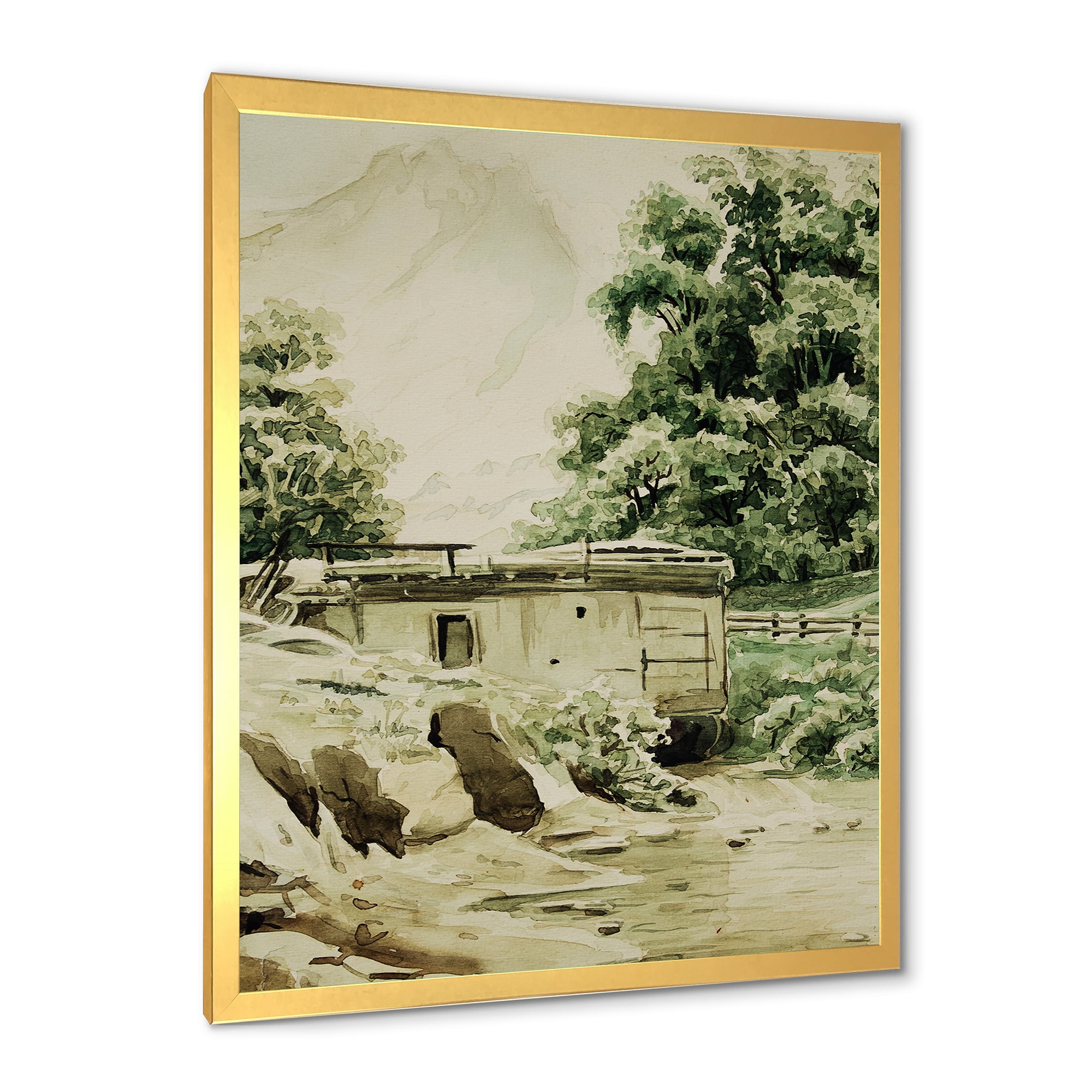 Designart 'Cabin In The Green Mountains' Cabin & Lodge Framed Art Print