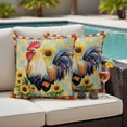 thumbnail image 5 of Sunflower Rooster Pillow Covers 2 Pack Farmhouse Animals Pastoral Yellow Floral Plaid Pillowcase Waterproof Outdoor Throw Pillow Cover for Patio Garden Square Cushion 20”x20”, 5 of 9