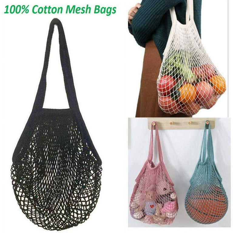 Mesh Bags Reusable Cotton Mesh Grocery Bags 100 Cotton Net Cotton String Shopping Bag Eco Market Bag Tote Bag Vegetable Pack of 3 Portable Reusable Washable Walmart