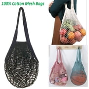 Mesh Bags Reusable Cotton Mesh Grocery Bags - 100% Cotton | Net Cotton String | Shopping Bag – Eco Market Bag - Tote Bag Vegetable - Pack of 3 Portable/Reusable/Washable