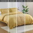 thumbnail image 7 of HOMERRY Yellow Ruffle Pattern Duvet Cover Queen Size, 3PCS Soft Microfiber Fabric Duvet Cover, 90x90 in, 7 of 7
