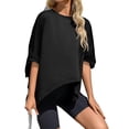 thumbnail image 5 of Summer Short Sleeve Oversize Solid Color T Shirt Women Loose Tops, 5 of 6
