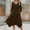 Brown, variant on Qulqfy Guest Wedding Dresses for Women 2025 Midi Green 3/4 Sleeve Crewneck Swing Flowy Irregular Hem Dresses Dress for Women L