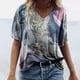 thumbnail image 2 of Blusa de manga corta con cuello en V para mujer de moda Camiseta con estampado de verano Tops sueltos Fridja  bn7417, 2 of 5