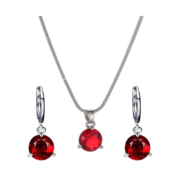 Jumpingount Conjuntos de joyas para mujer Pendientes de plata ligeros y cómodos, elegantes y ecológicos Ropa, zapatos y accesorios Miscelánea rojo