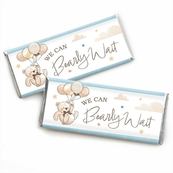 Big Dot of Happiness We Can Bearly Wait - Candy Bar Wrapper Teddy Bear Baby Shower Favors - Set of 24
