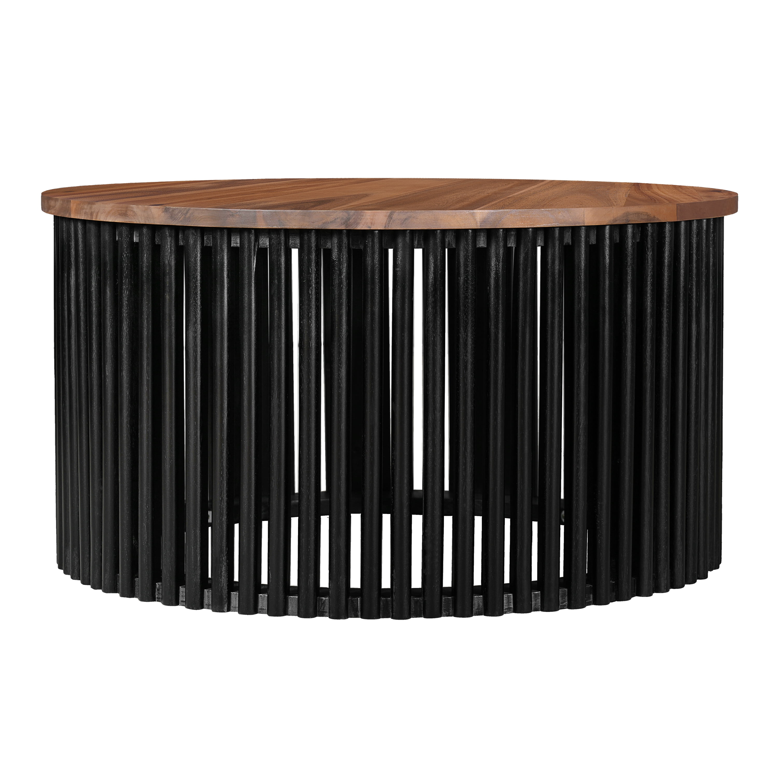 Euroco ACACIA SOLID WOOD COFFEE TABLE,NATURAL & BLACK COLOR