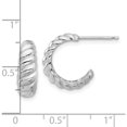 thumbnail image 4 of Sterling Silver Rhodium-Plated Scalloped Post Hoop Earrings (Width 14) (Length 15.25) - Jbsp, 4 of 5