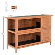 Pawhut 54 2-Floor Large Rabbit Hutch Wooden Pet House Bunny Cage Small Animal Habitat with Lockable Doors Run Asphalt Roof for Outdoor Use Gray