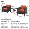 thumbnail image 7 of Ovios 3 Pieces Outdoor Patio Furniture All-Weather Bistro Set with Coffee Table and Wicker Chairs for Garden Balcony Backyard Yard, 7 of 7