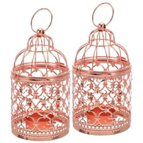 ELAYARD 2-Pack Vintage Metal Birdcage Tealight Holder Lantern for Wedding Table Decor and Home Decoration