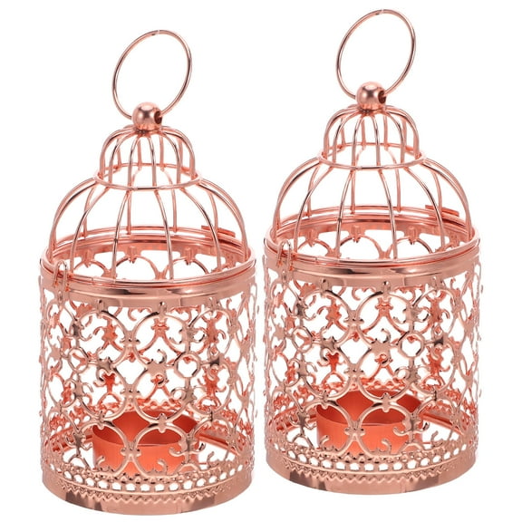 ELAYARD 2-Pack Vintage Metal Birdcage Tealight Holder Lantern for Wedding Table Decor and Home Decoration