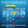 thumbnail image 3 of Renata Size 10 Zinc Air 1.45V Hearing Aid Battery (60 Pack), 3 of 5