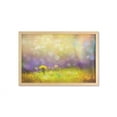 thumbnail image 1 of Flower Wall Art with Frame, Pastel Colored Floral Lawn and Shallow Depth of Field Nature Depiction Design, Printed Fabric Poster for Bathroom Living Room, 35" x 23", Purple Green, by Ambesonne, 1 of 2
