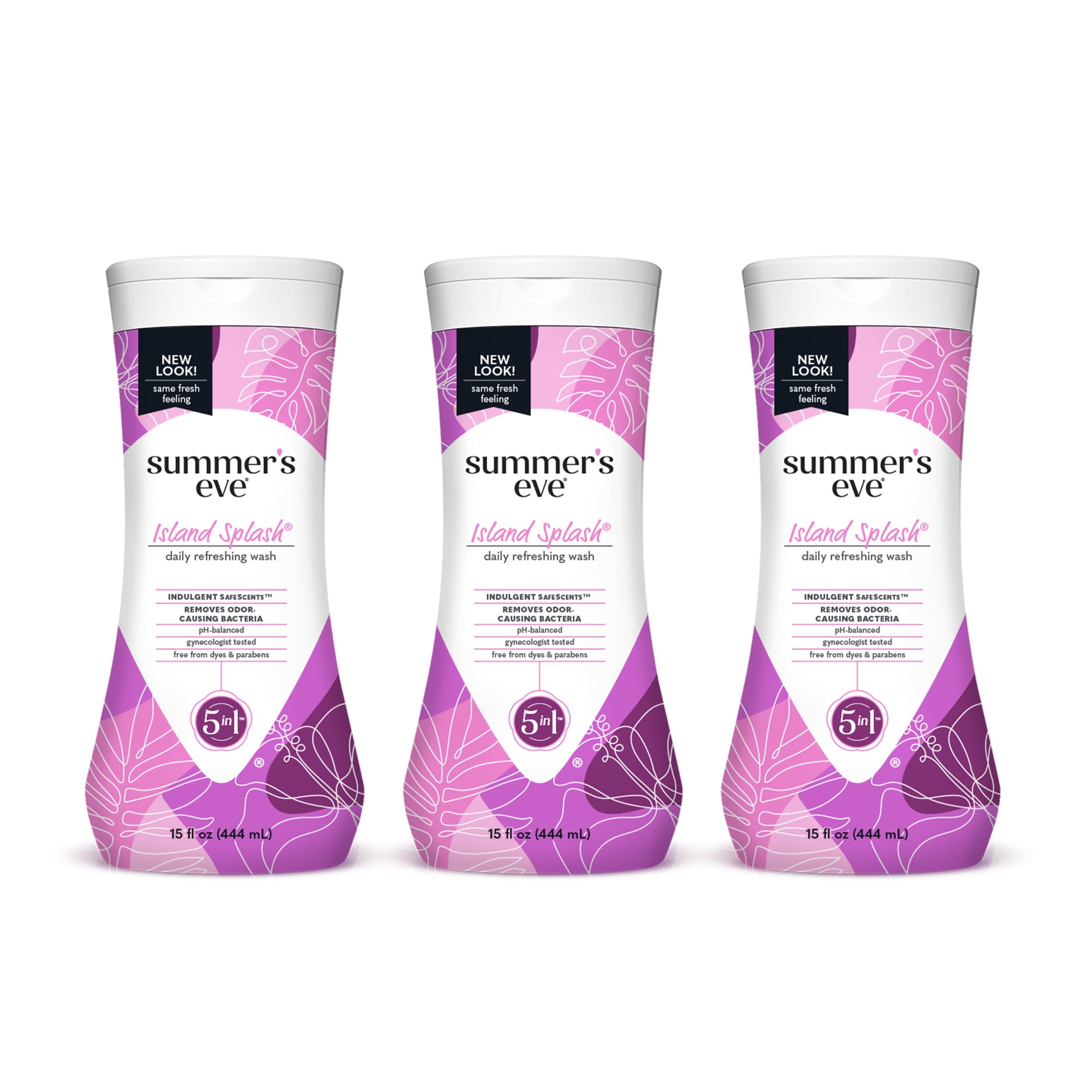 Summer’s Eve Island Splash Refreshing Daily Feminine Wash, pH balanced, 15 fl oz, 3 Pack