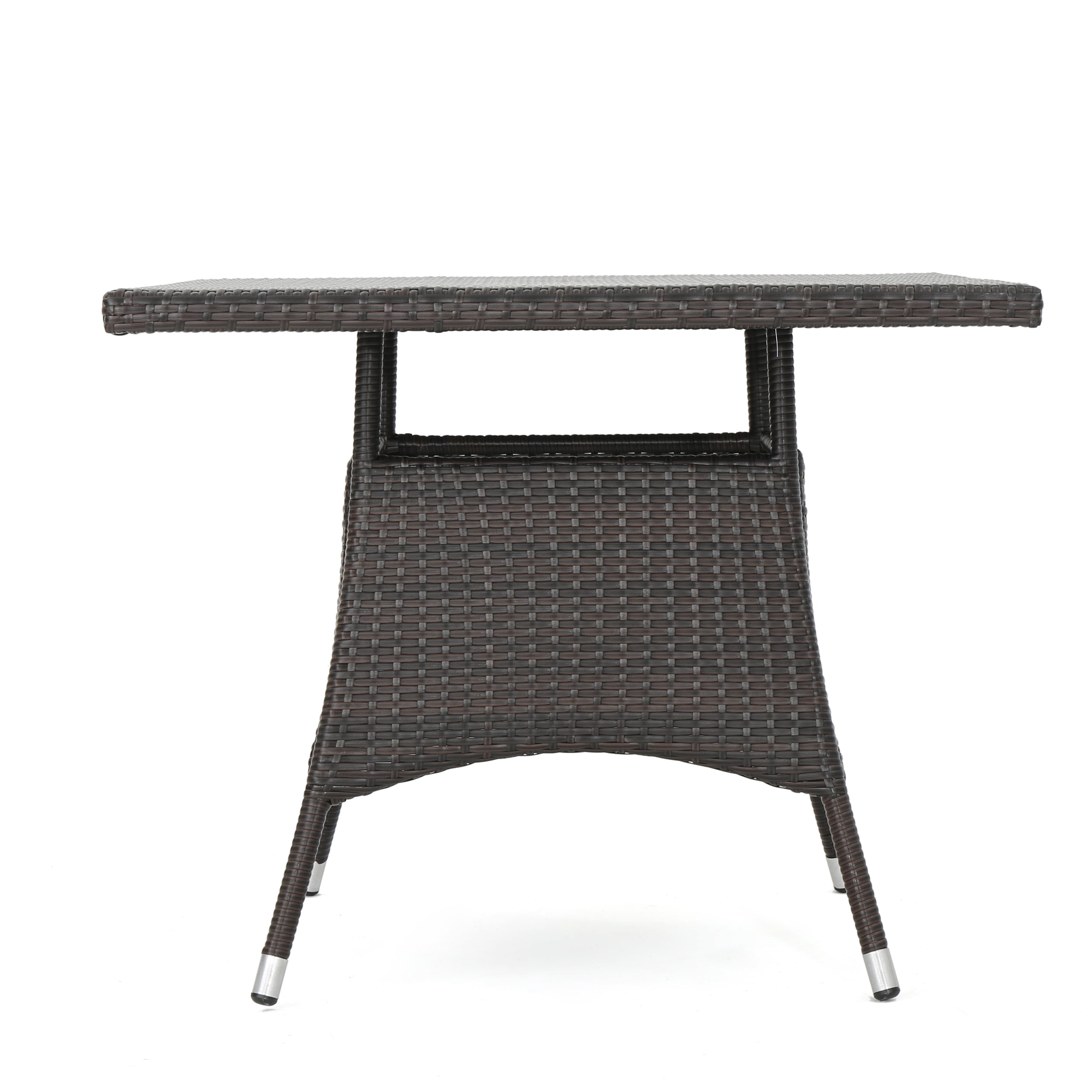 Reeves 5 Piece Outdoor Square Wicker Dining Set, Multibrown