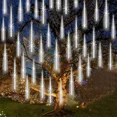 thumbnail image 4 of Juego de 1/2/4 luces de cadena de lluvia de meteoritos, 8 tubos, cascada, gotas de lluvia, carámbanos, guirnalda navideña para decoración de fiestas navideñas, 4 of 5