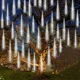 thumbnail image 4 of Juego de 1/2/4 luces de cadena de lluvia de meteoritos, 8 tubos, cascada, gotas de lluvia, carámbanos, guirnalda navideña para decoración de fiestas navideñas, 4 of 5
