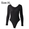 thumbnail image 2 of Deep V Neck Long Sleeve Bodysuit Ribbed Knit Basic Bodysuit Tops, 2 of 6