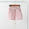 thumbnail image 2 of Mercatoo Toddler Baby Girl Summer Shorts Solid Color Casual Short with Knitted Belt Leaf for 2 to 7 Years Kids and Little Girls, 2 of 5