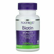 Natrol Biotin 1000mcg Promotes Healthy Hair & Nails, 100 Tablets, 2 Pack