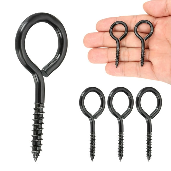 4 Pack Screw Eyes, M4x50mm  304 Stainless Steel Heavy Duty Eye Bolts Screw, Black