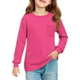 thumbnail image 2 of Drmagiyhm Long Sleeve Tops for Girls Size 10-12 Casual Crewneck Solid Color Shirt Stretchy Basic Fall T-Shirt Kids Comfy Tops, Tees & Blouses Hot Pink 7-8 Years, 2 of 4