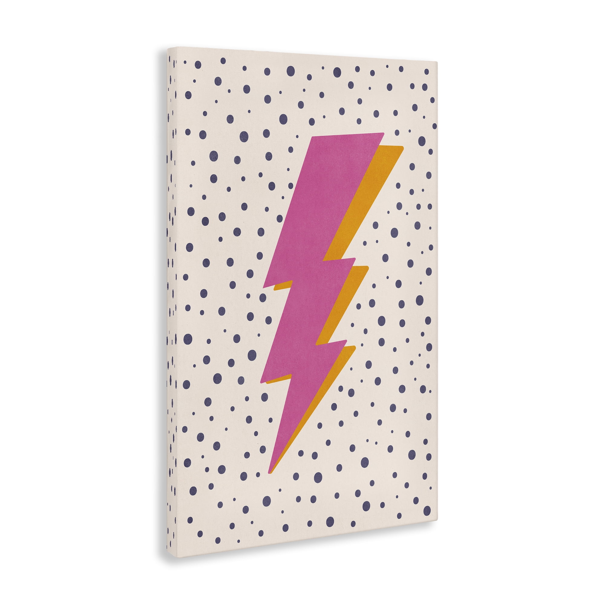 Stupell Industries Pink Dotted Lightning Bolt Abstract Painting Wrapped Canvas Art Print Wall Art, 20 x 30