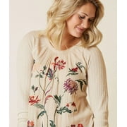 Lucky Brand Embroidered Top Almond Shell M