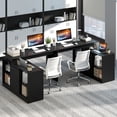 thumbnail image 4 of Gymax 48'' Reversible L-shaped Computer Desk w/2 Doors 4 Open Storage Cubes for Office Black, 4 of 10