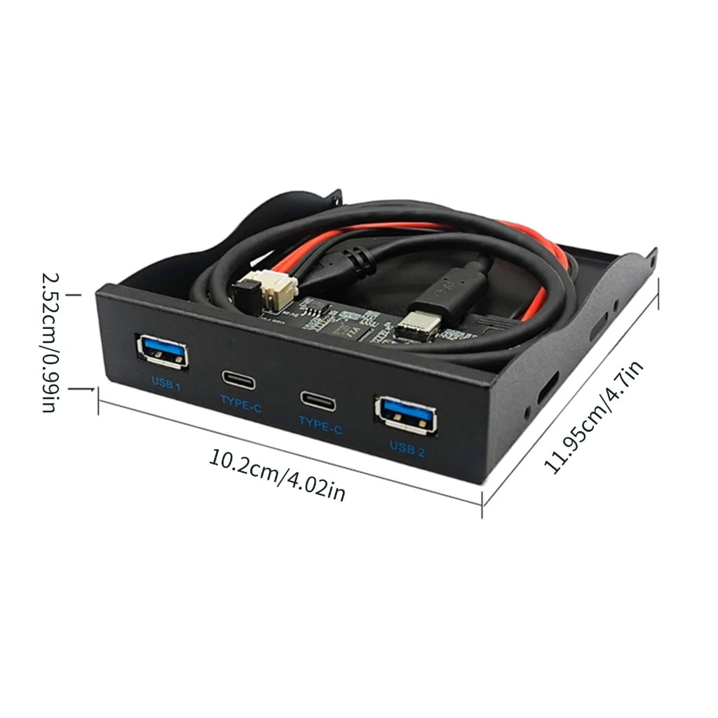 Zeiwohndc 4Port 10Gbps USB Front Panel HUB USB3.2 Gen2 10Gbps + TypeC HUB for 3.5inch