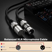 EBXYA 2ft Shielded XLR Cable 2-Pack - 3-Pin Balanced Audio, M/F for Microphones, PA Systems, Copper Shielded