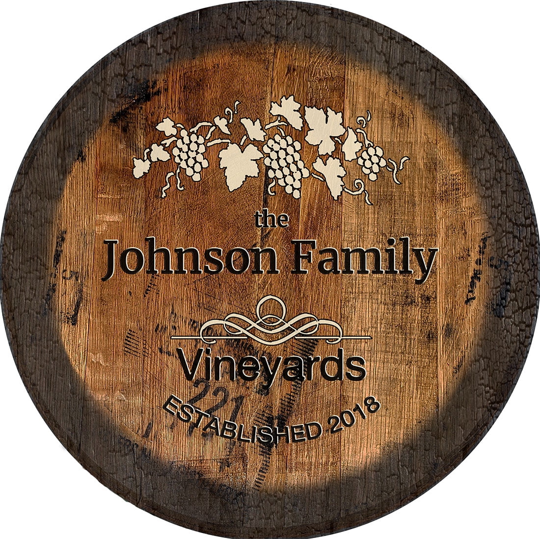 Custom Name Winery Wine Sign Large Oak Whiskey Barrel Wood Wall Decor