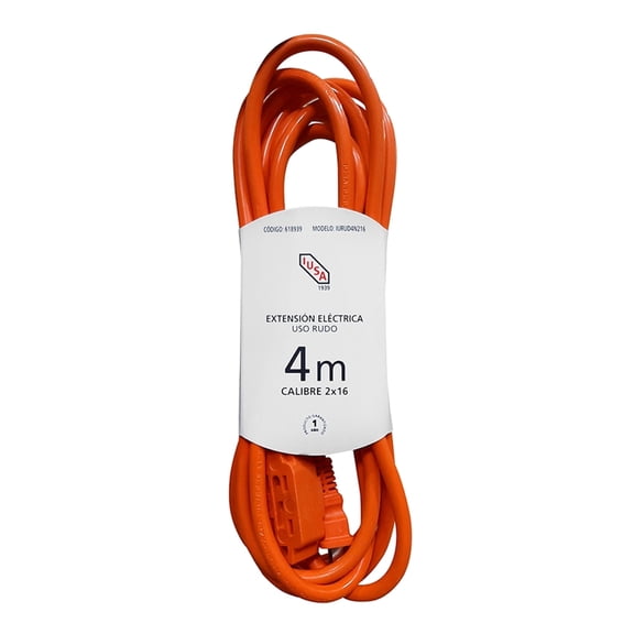 Extensión Eléctrica Iusa Uso Rudo 4 M Anaranjado 619346