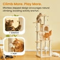 thumbnail image 5 of MWPO Modern Cat Tree - 64 inch Cat Tower for Indoor Cats, Multi-Level Cat Condo with 7 Fully Wrapped Scratching Posts, 2 Perches, Hammock, Removable Pad & Dangling Balls-Light Brown, 5 of 10