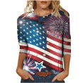 thumbnail image 1 of CHUANK Plus Hauts pour Femmes Chic Décontracté Col Rond Manches Courtes Chemises et Blouses pour Femmes T-Shirts à Imprimé Papillon du 4 Juillet pour Femmes Tunique Graphique Patriotique Tendance Haut d'Été Plage, 1 of 4