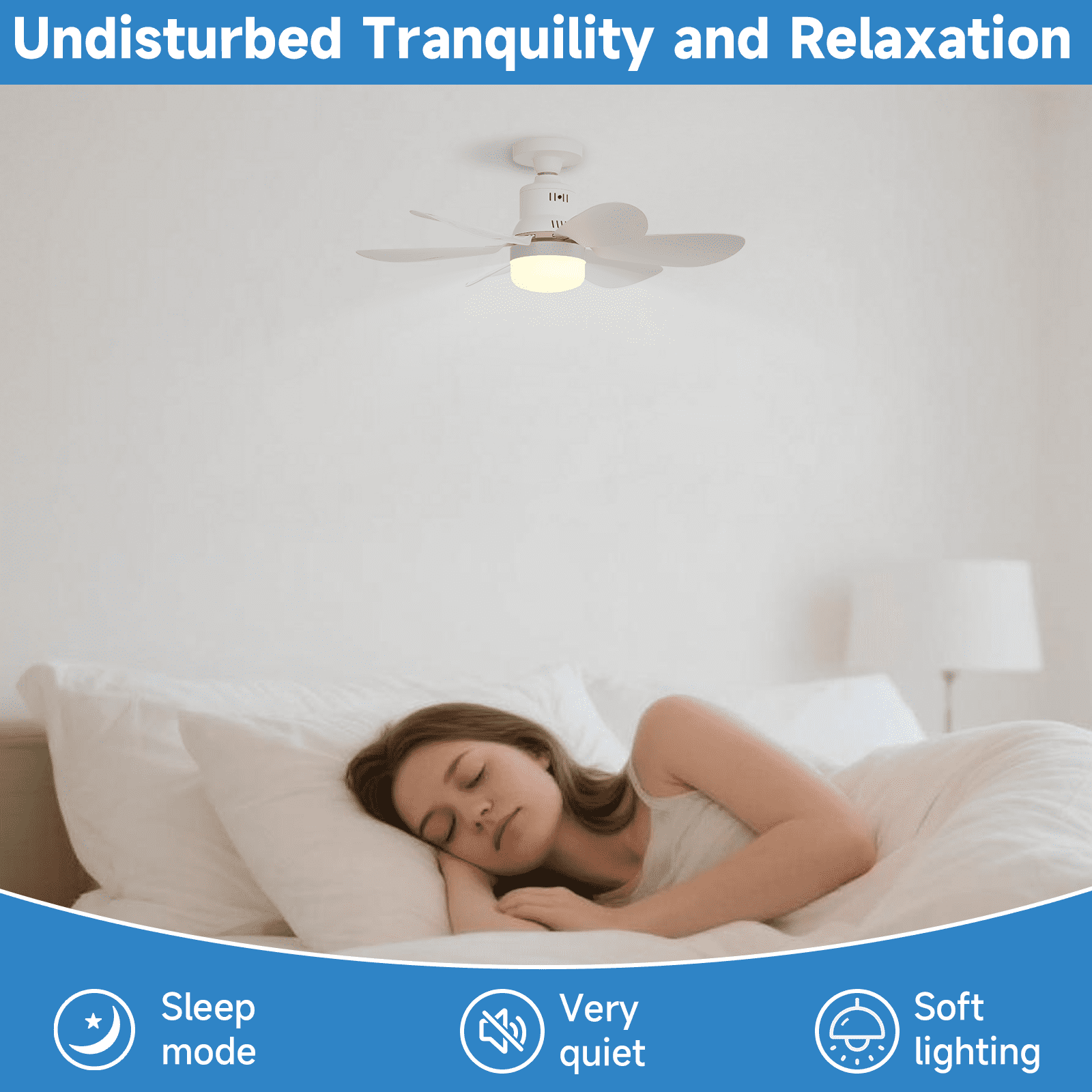 Socket Fan Light with Remote - 20'' Modern Small Ceiling Fans with Lights, 2200 Lumens Dimmable Led Bulb, 3 Colors 3000K-6500K, Easy Install Screw in E26 Base for Bedroom Living Room Kitchen Garage