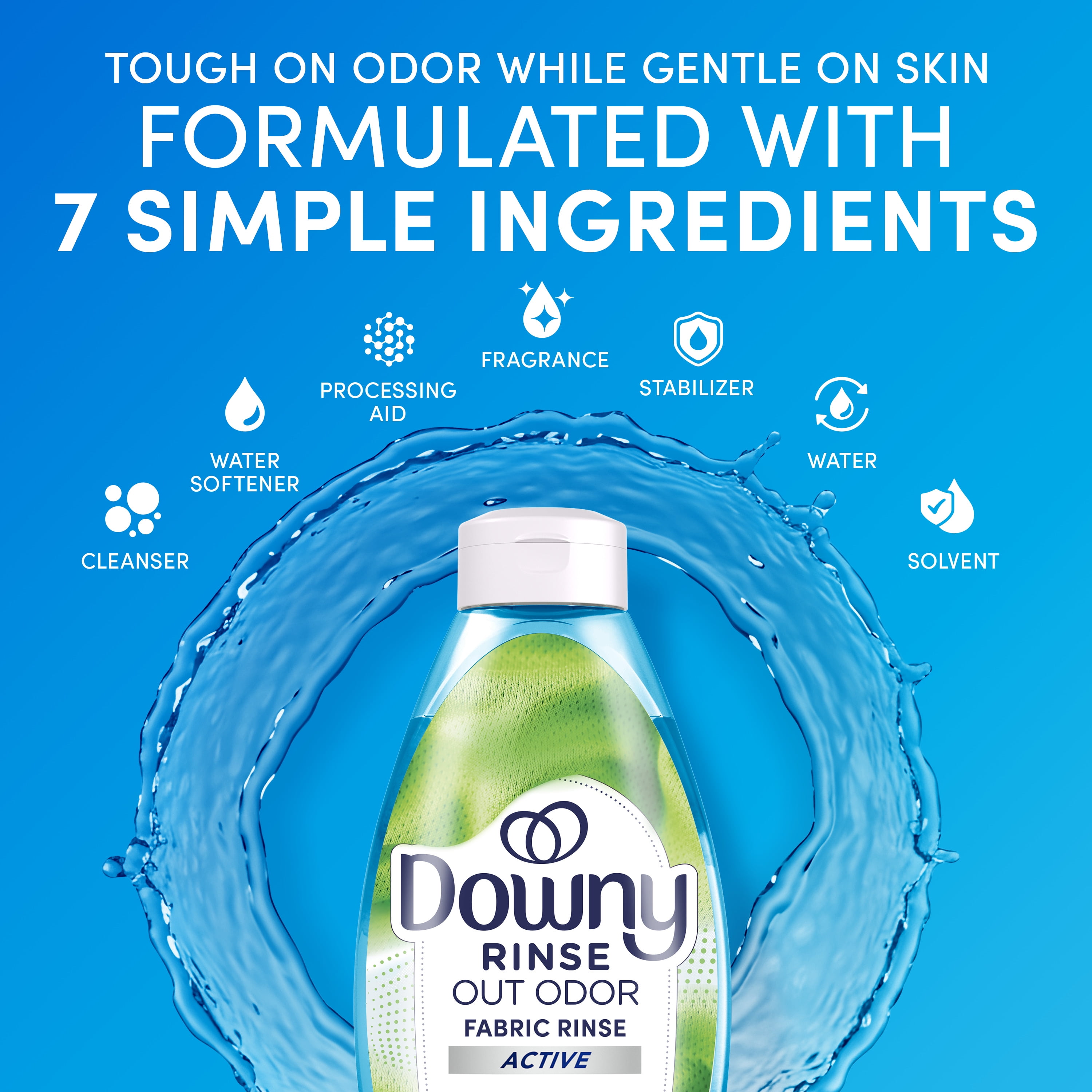(4 pack) Downy Rinse Out Odor Laundry Rinse, Tackles Tough Odors and Refreshes, Active Fresh Scent, 48 fl oz