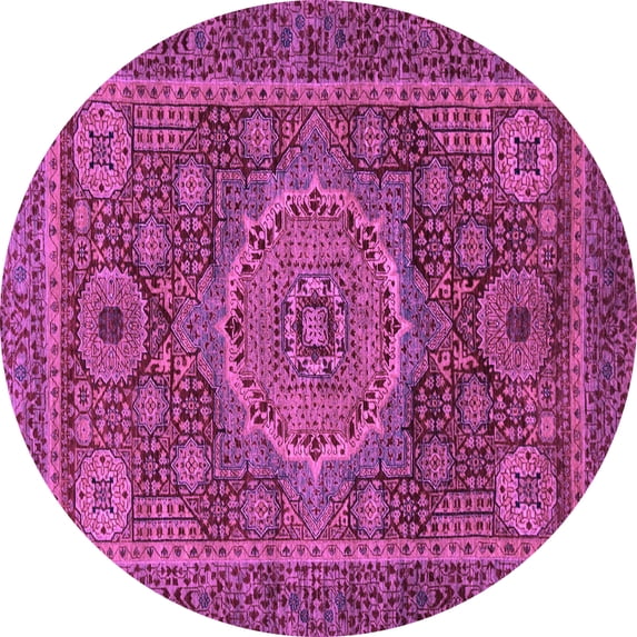 Ahgly Company Indoor Round Abstract Purple Modern Area Rugs, 6' Round