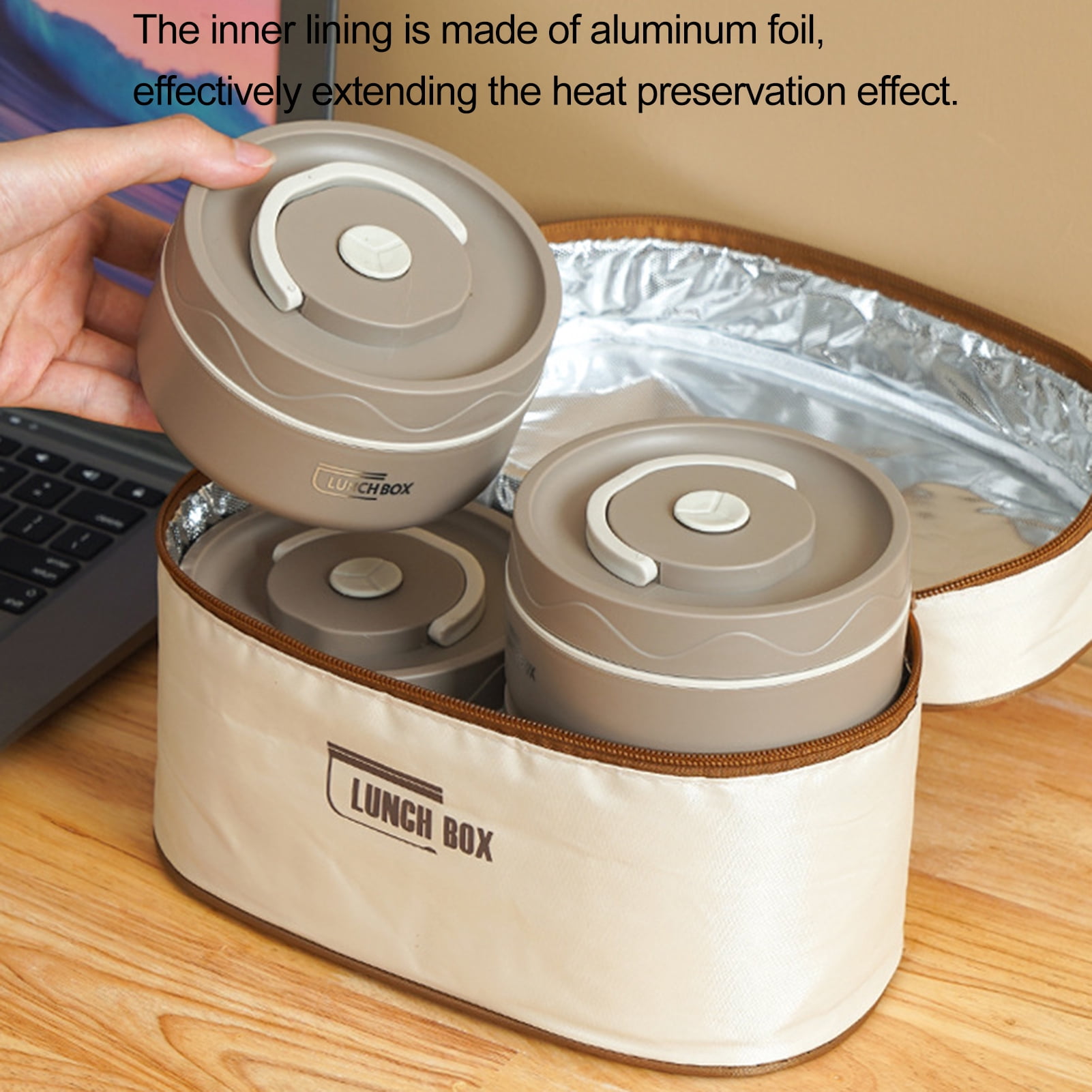 Lunch Box Containers - 1/2/3/4Pcs Lunch Box Round Shape Sealing Silicone Rubber Ring High Capacity Leak Proof 3H Heat Preservation Time Food Storage Food-Grade Stainless Steel Insulation Bento Box