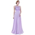 thumbnail image 3 of Doomiva Womens Floral Lace Chiffon Long Bridesmaid Dress Wedding Evening Prom Gown Lavender 2, 3 of 7