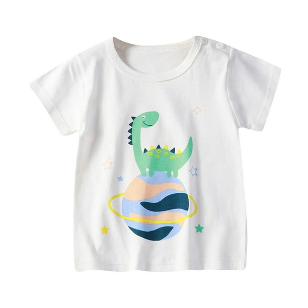 Gibobby Blusas Manga Larga Niños Camisa para niños pequeños Estampados de dibujos animados Botón de manga corta Chacket Niños Niñas Camisa Tops Outwear(Blanco, 2-3 Años)