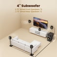 thumbnail image 4 of Bobtot 5.1 Surround Sound System,200W Bluetooth Speaker System for TV,5 Wired Speakers 4 inch Woofer Built-in Receiver, Support ARC Optical Bluetooth Input,Home Stereo Theater Systems, 4 of 9